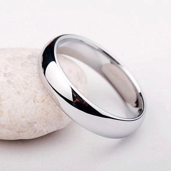 6mm Stainless Steel Wedding Band Ring Plain Comfort Fit Men Women Silver Black