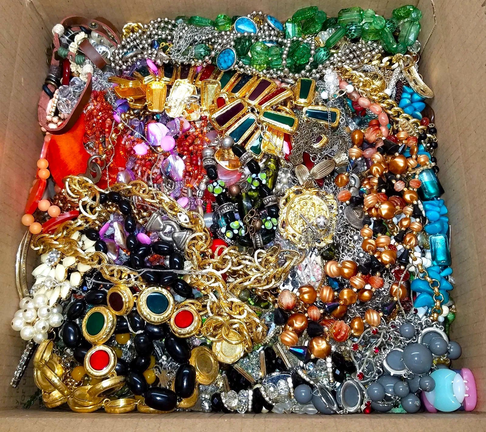 Tangled Unsearched Huge Jewelry Lot VTG Vintage & Mod Junk & Good Mix Resell Fun