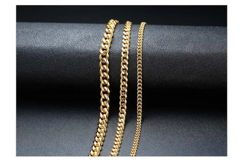 3-11MM Classic Cuban Chain Necklace for Men Women,Silver Black Gold Grey Color S