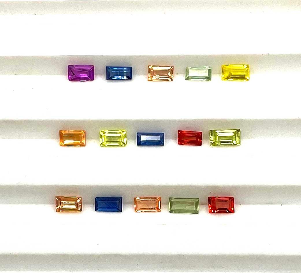 Natural Multi Sapphire Baguette Cut Loose Gemstone Lot 10 Pcs 2*3.50 MM 1 CT