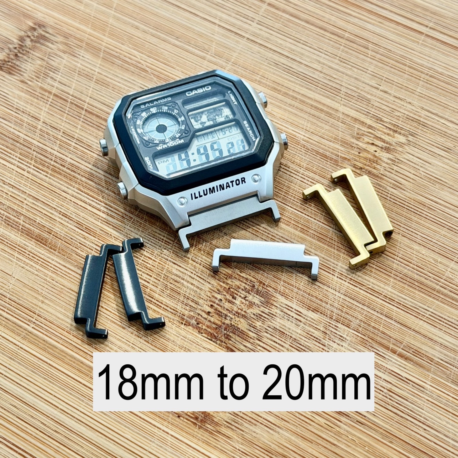 18mm to 20mm Watch Band Convertors Adapters for Casio AE 1200WH Strap Connectors