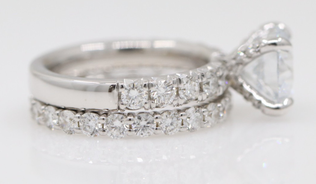 3.02ct VVS1 Lab Grown Diamond Wedding Set 18k White Gold Rings Size 6