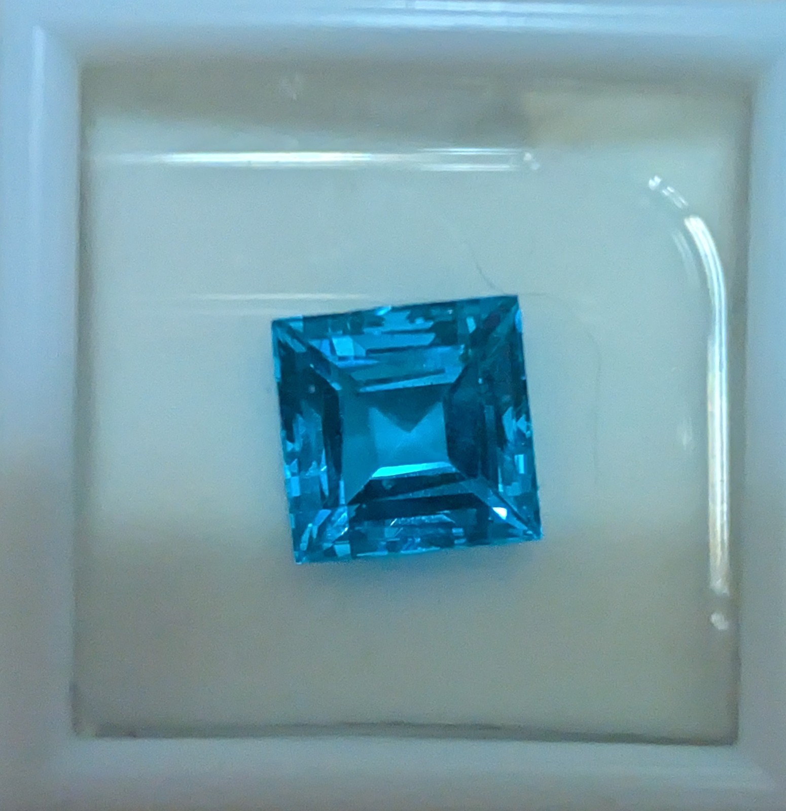 Swiss Blue Topaz 10mm Princess Cut 10.85 cts
