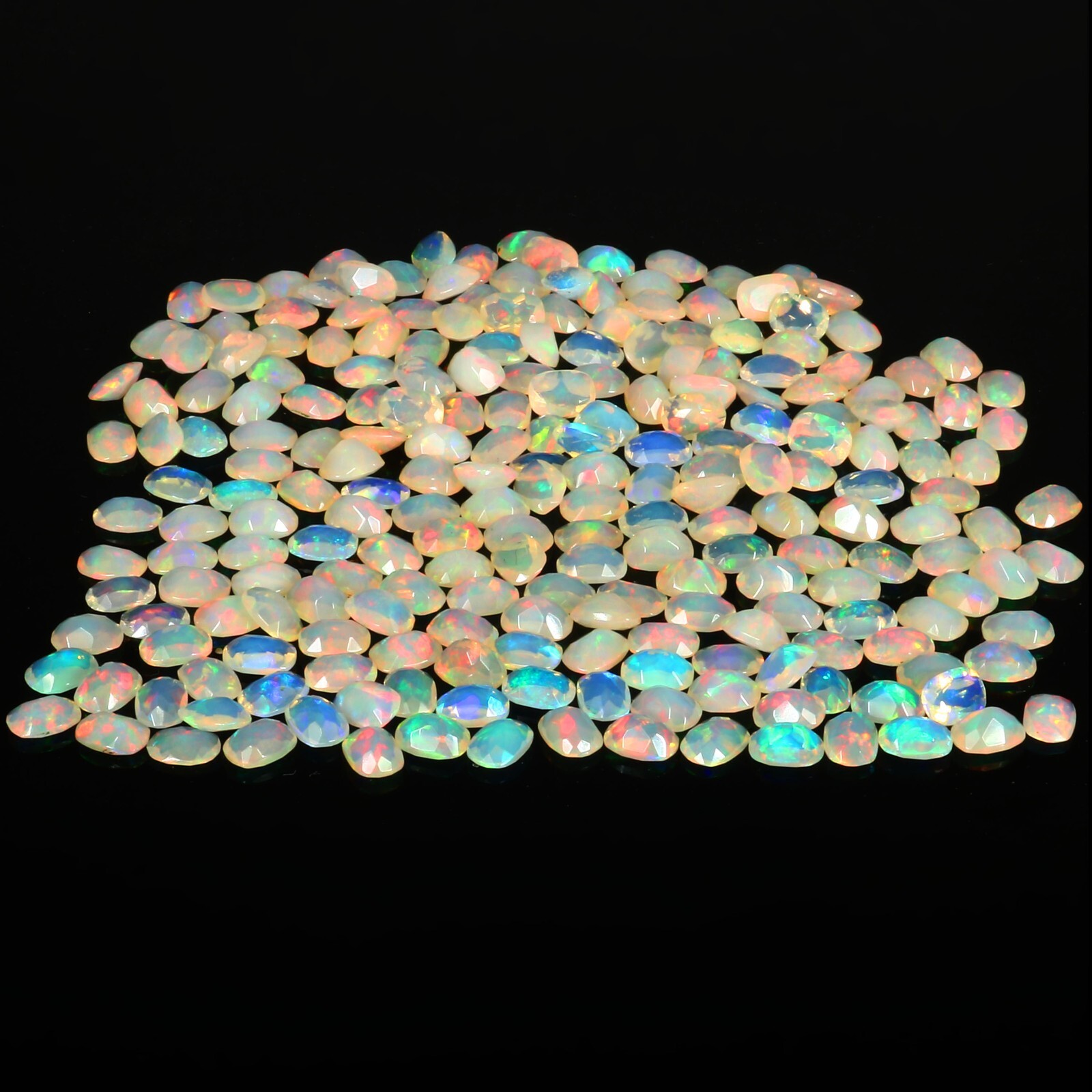 Welo Ethiopian Opal Cushion Cut Faceted 7X5 MM Calibrated 104.95 Loose Gemstone
