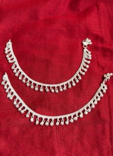 Tribal ethnic silver India payal bells anklet chain Boho ankle bracelet bells