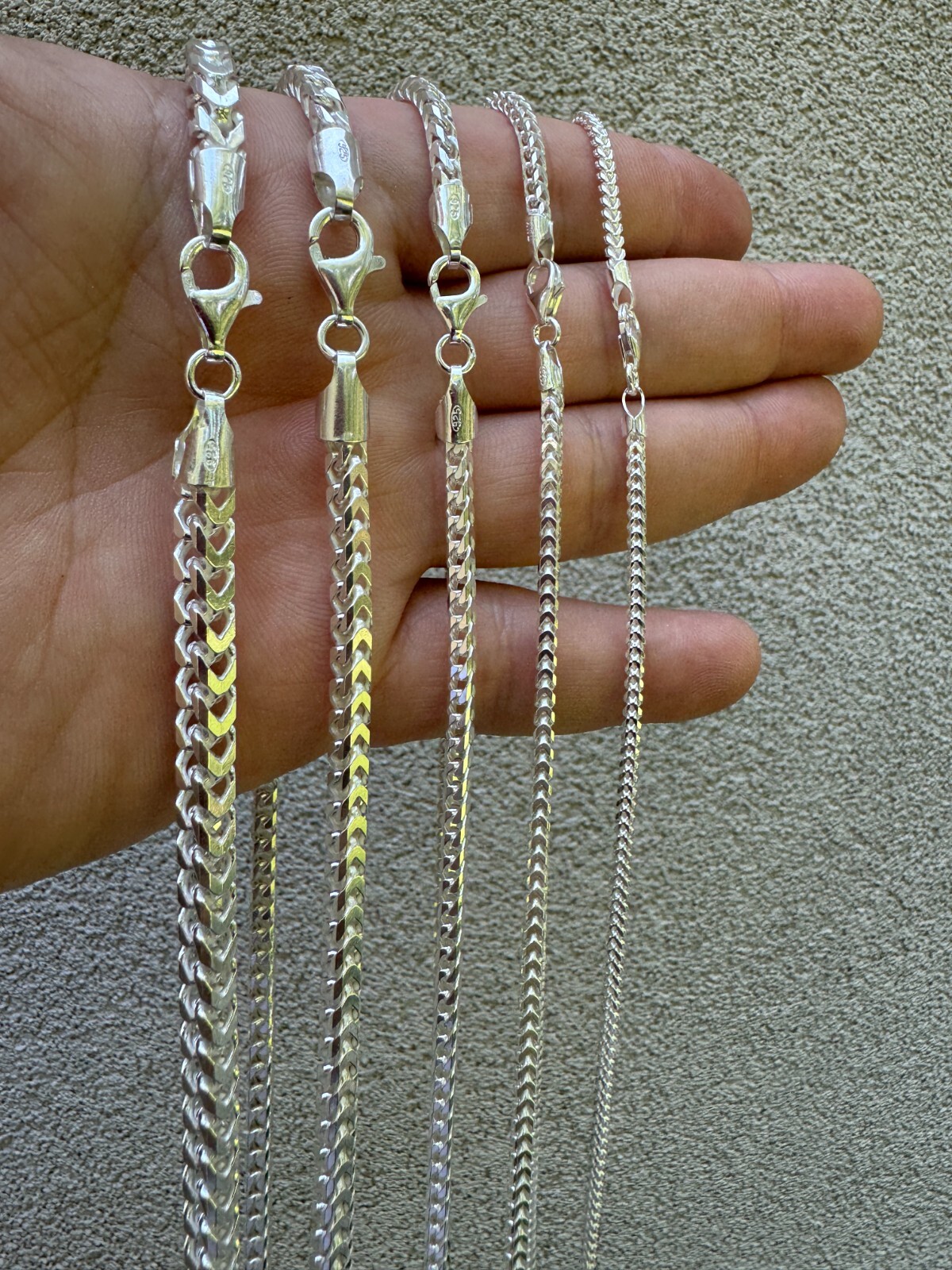 Real Solid 925 Sterling Silver Franco Chain 2-5mm Box Necklace Men Ladies 18-30″