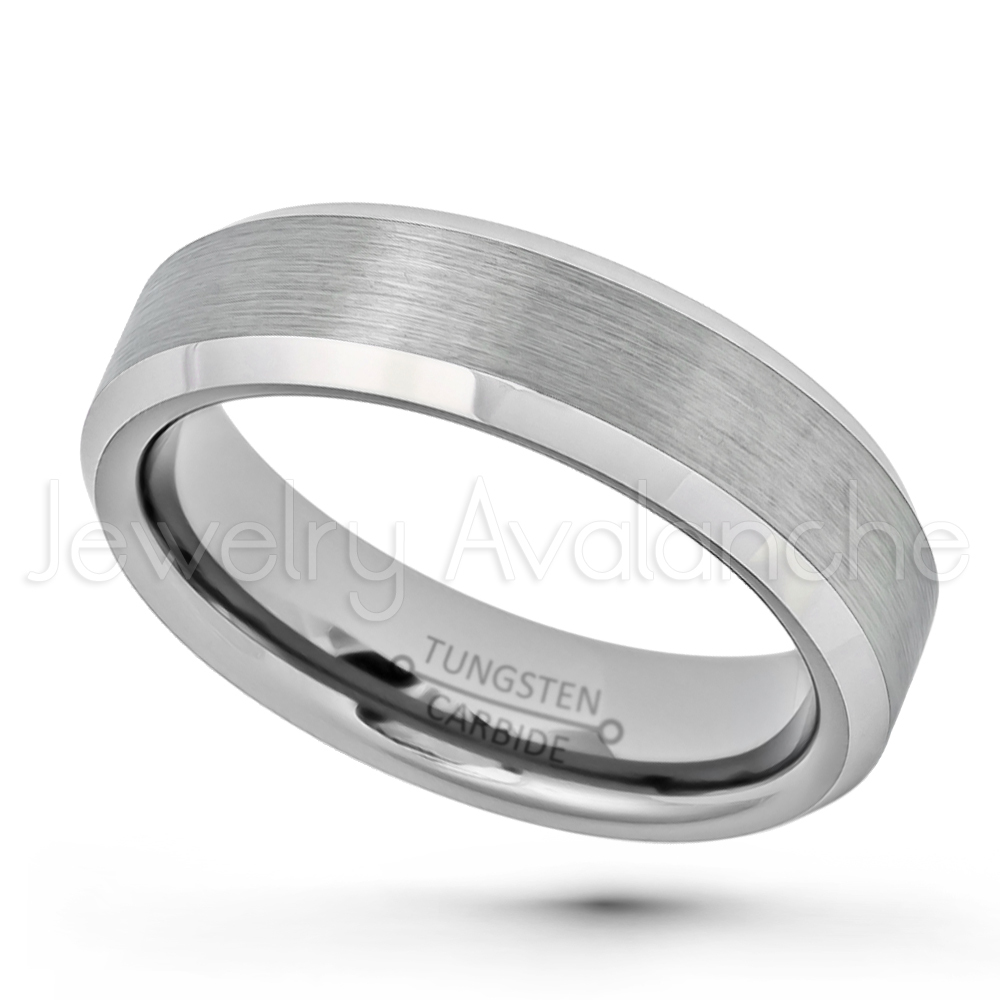 6mm Brushed Finish Comfort Fit Beveled Edge Tungsten Carbide Wedding Band TN038