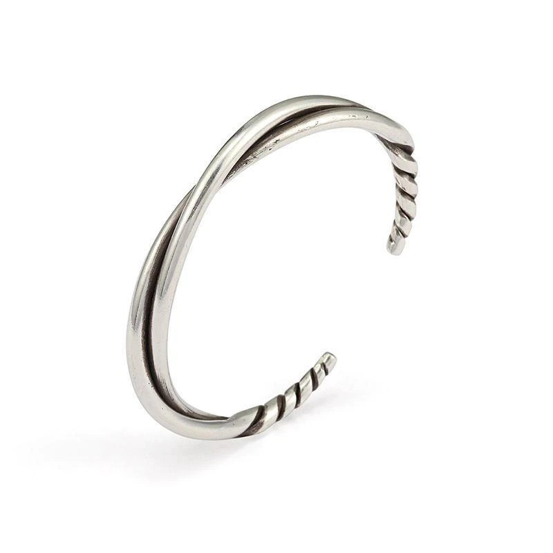 Men’s Fashion Jewelry Silver Twisted Metal Adjustable Bangle Cuff Bracelet 1-269