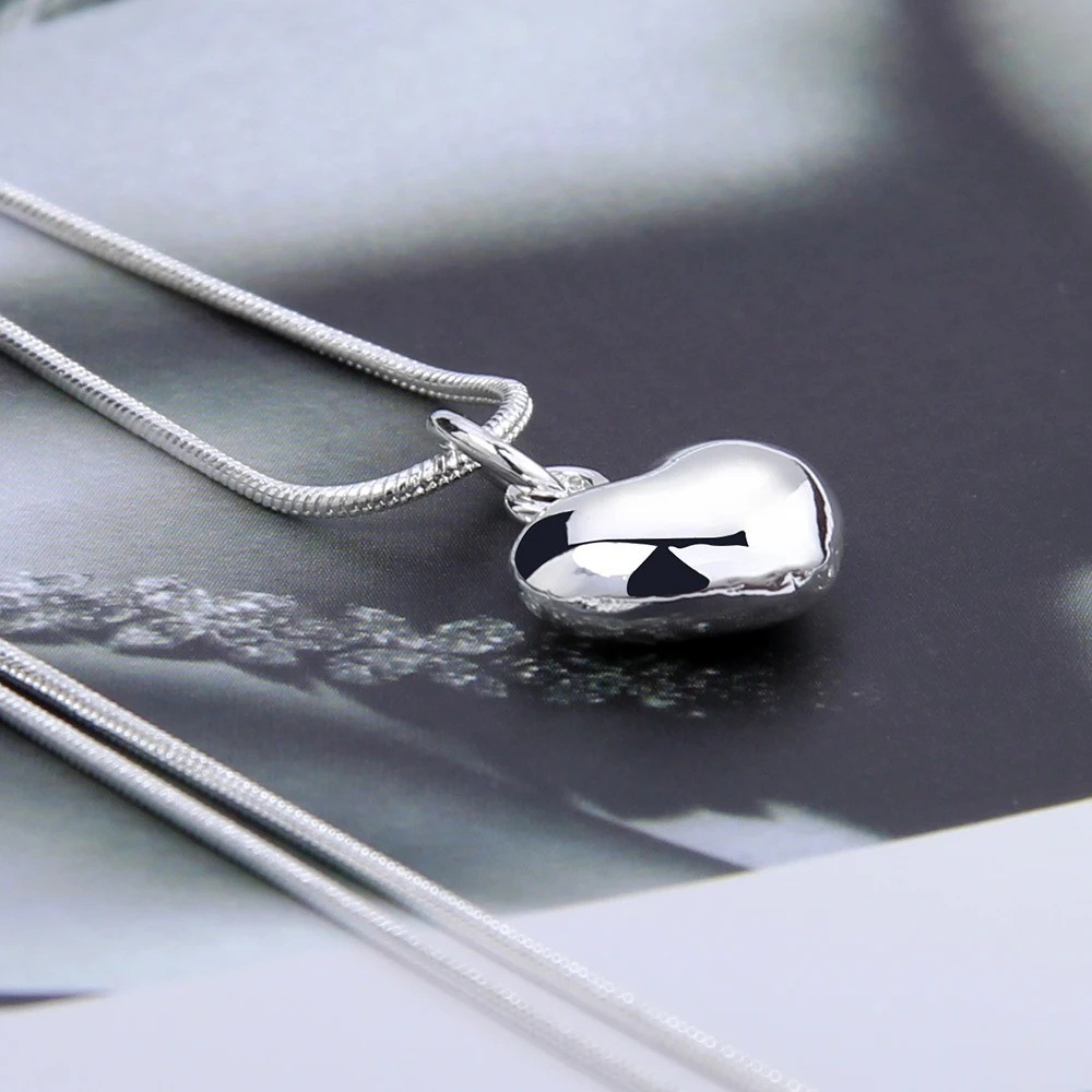 925 Sterling Silver Heart Pendant Necklace Women Snake Chain 16-30 Inch