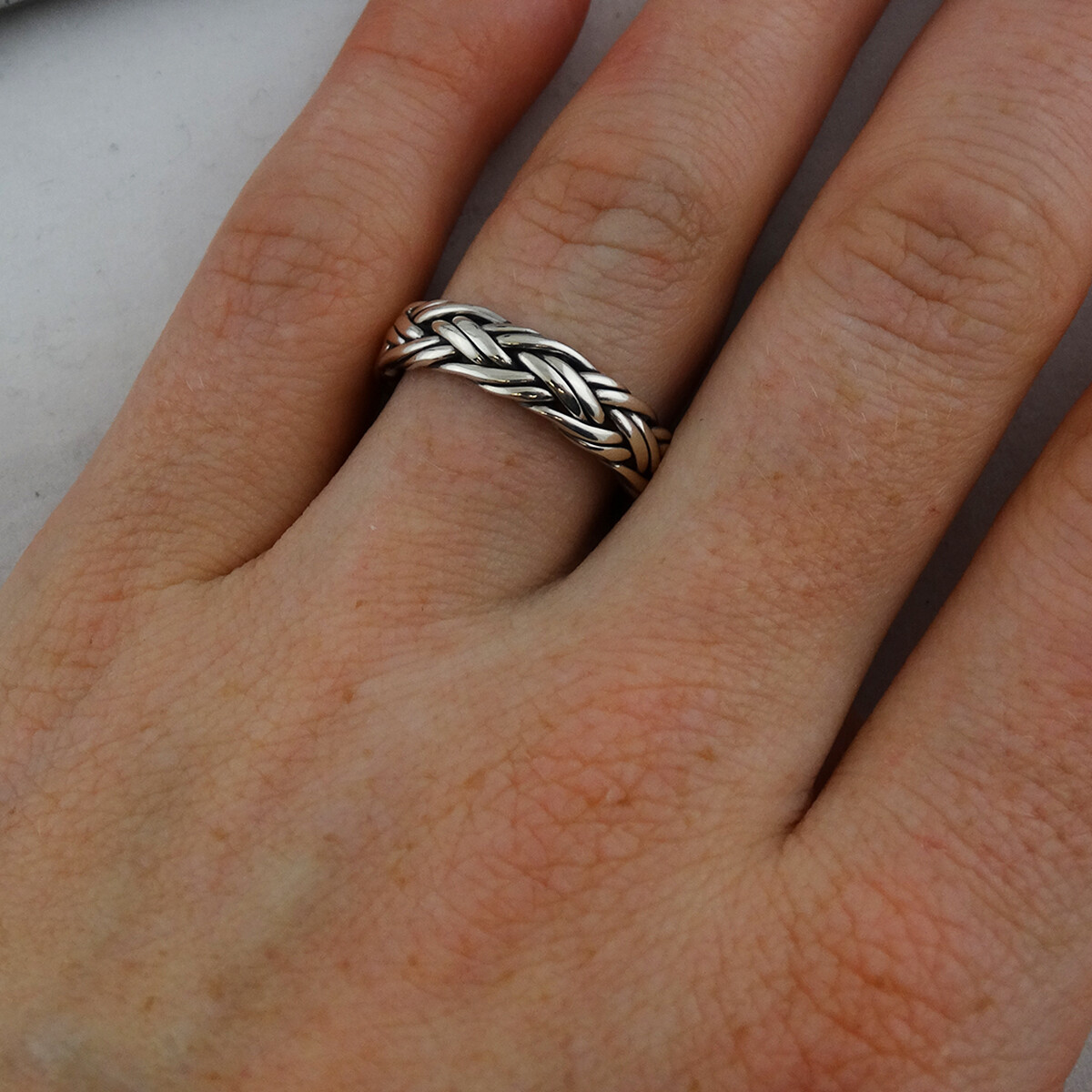 Braided Rope Ring Band – 925 Sterling Silver Unisex Sizes 8-17 Gift Men 5mm New