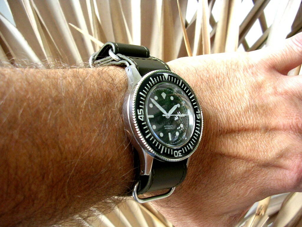 20mm Black Blue NATO G10 Shell Oily Leather watch band UTC Pilot strap IW SUISSE