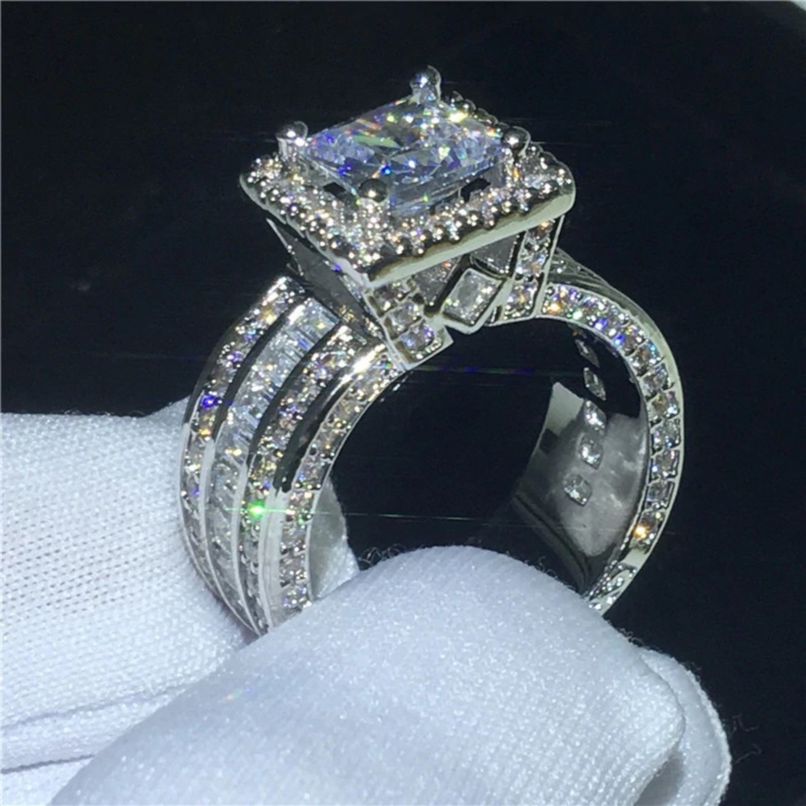 Gorgeous Cubic Zircon 925 Silver Ring Charm Women Wedding Jewelry Sz 5-11 #1