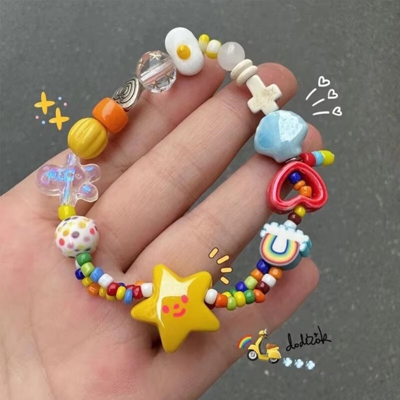 Cute Fashion Colorful Star Bead Handmade Elastic Cord Bracelet