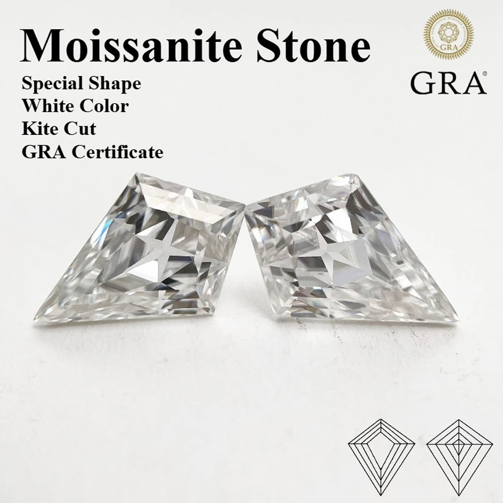 Natural Color Kite Cut Loose Moissanite Stone VVS1 1-9ct Gemstones for Jewelry