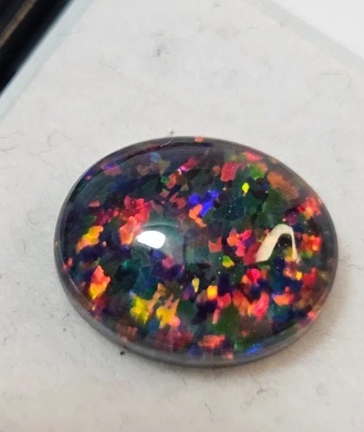 Australian Black Fire Opal 10+ Ct Oval Cabochon Natural Loose Certified Gemstone