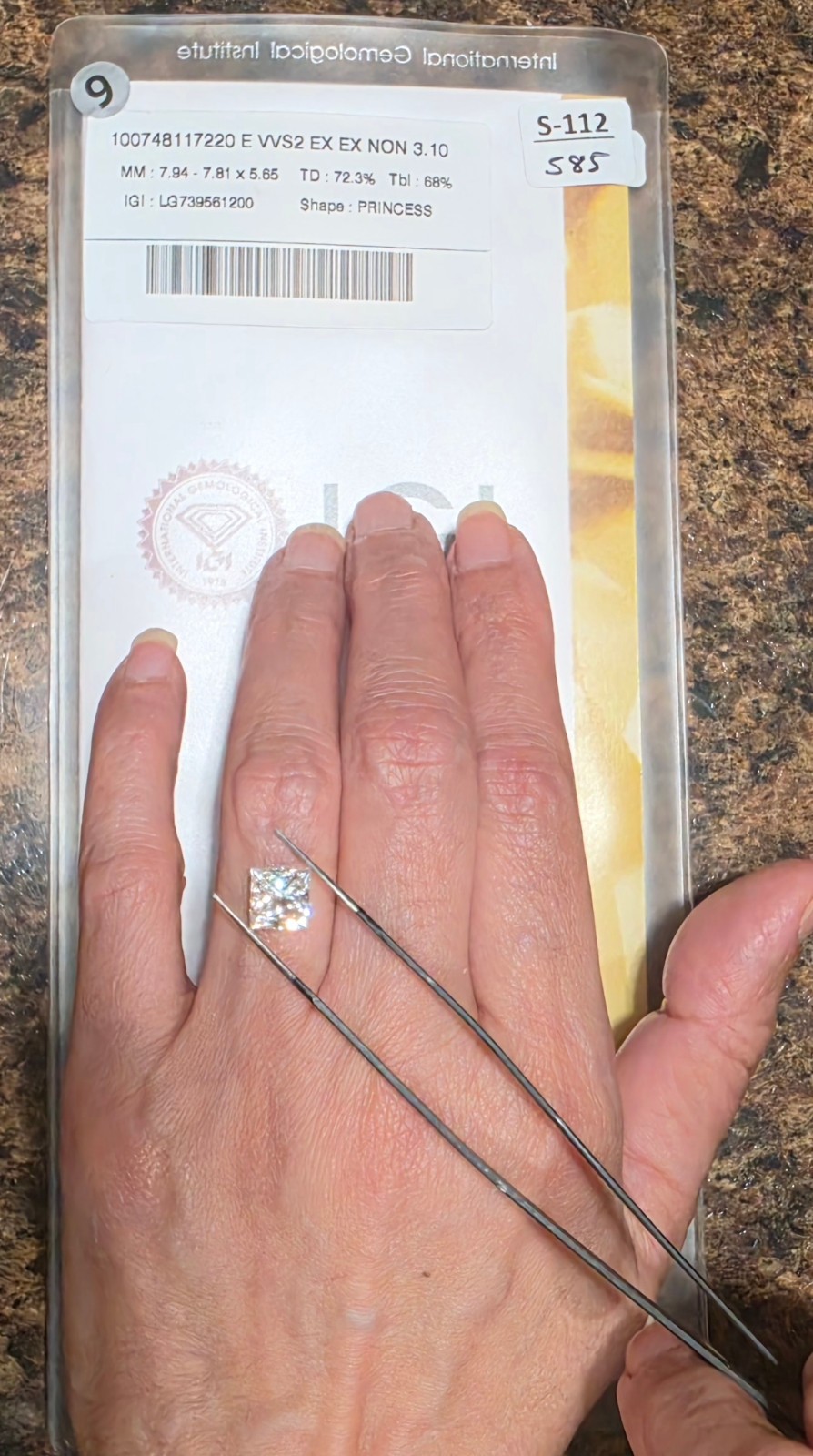 IGI Certified 3.10 CT Princess Cut Lab Grown Loose Diamond E Color VVS2 Clarity