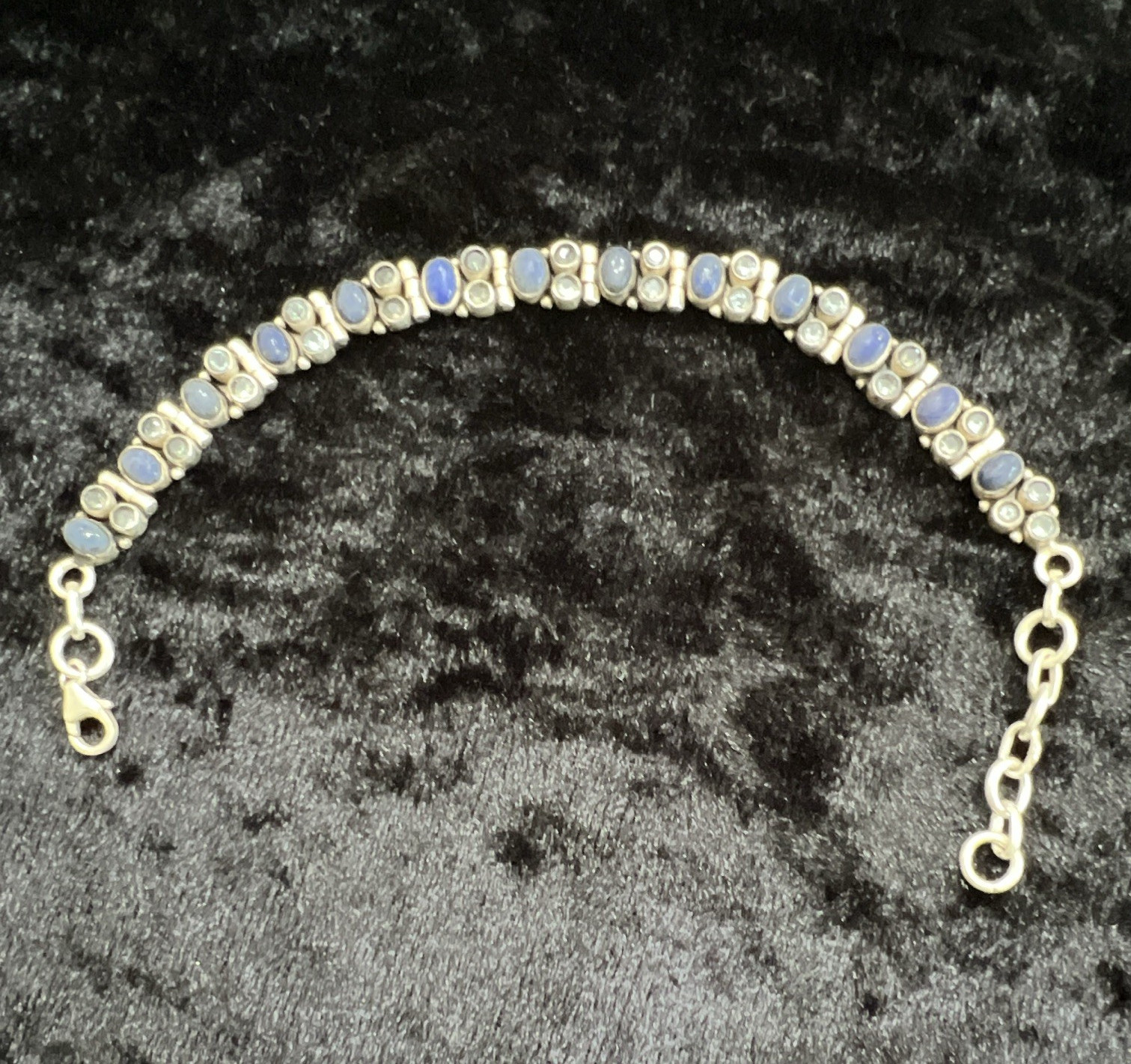Sliver lapiz,AquamarineTennis Link Bracelet Blue Round StoneAdjustable Lobster