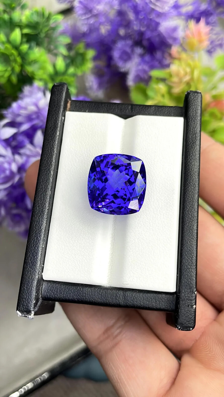 AAA 15.60 Ct+ Rare Natural Blue Tanzanite Certified Loose Cushion Cut Gemstone