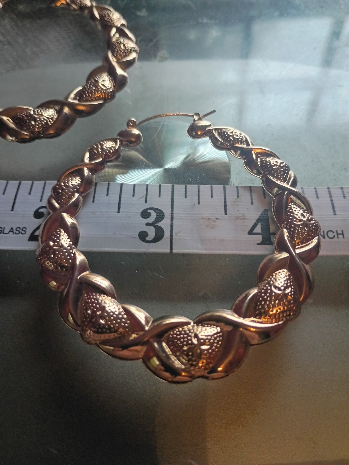 2 Inch Hollow Hoop Gold Tone Earrings Very Light Weight. Costume . Free Shipping