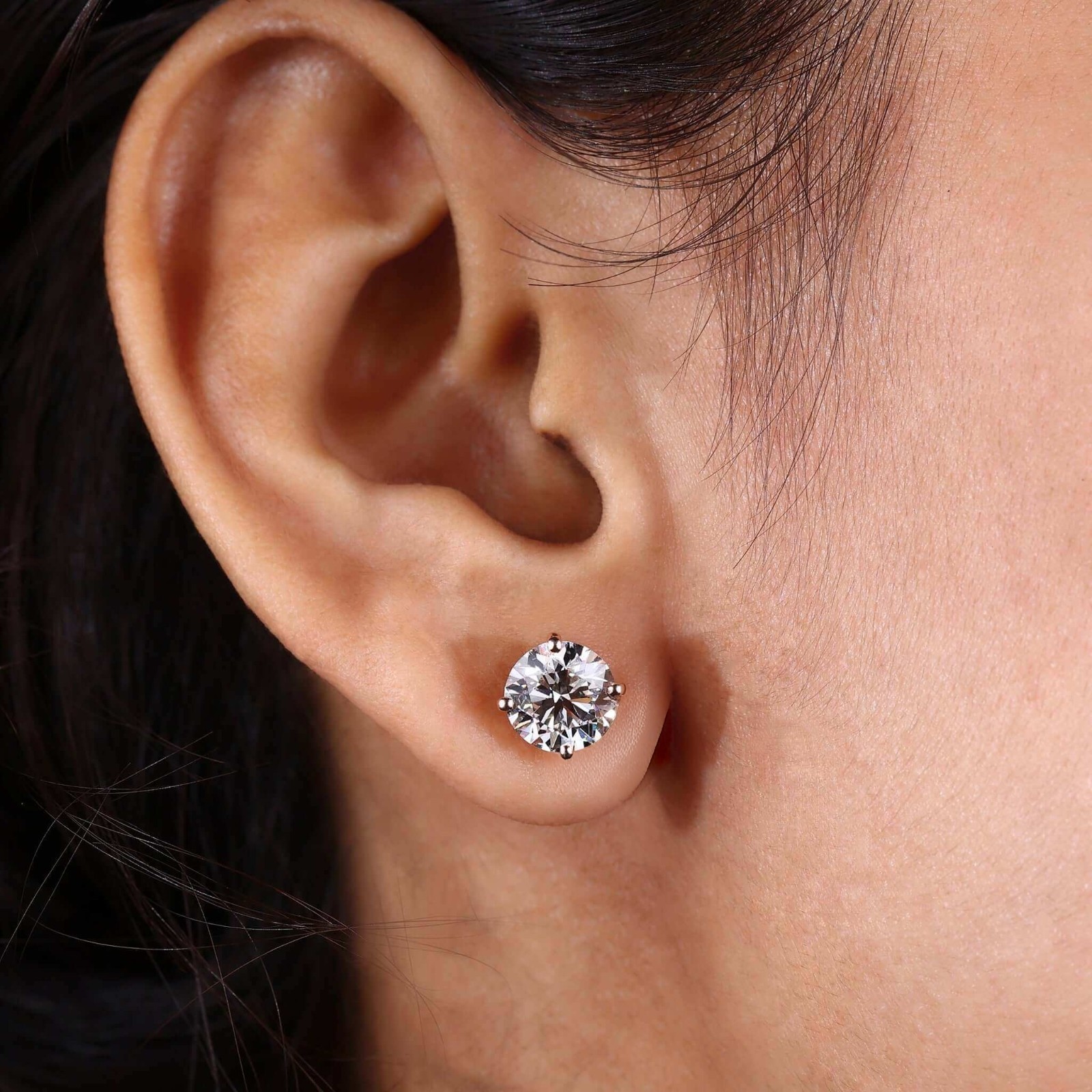 Lab Grown Diamond Stud Earrings 0.50-4CT VS E/F Color 14K Solid Gold for Gift