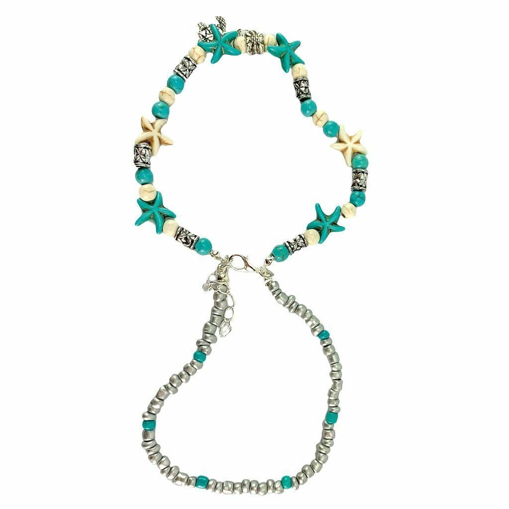 New Boho Ankle Bracelet Silver Tone Women Fashion Beaded Adjustable Beach Anklet