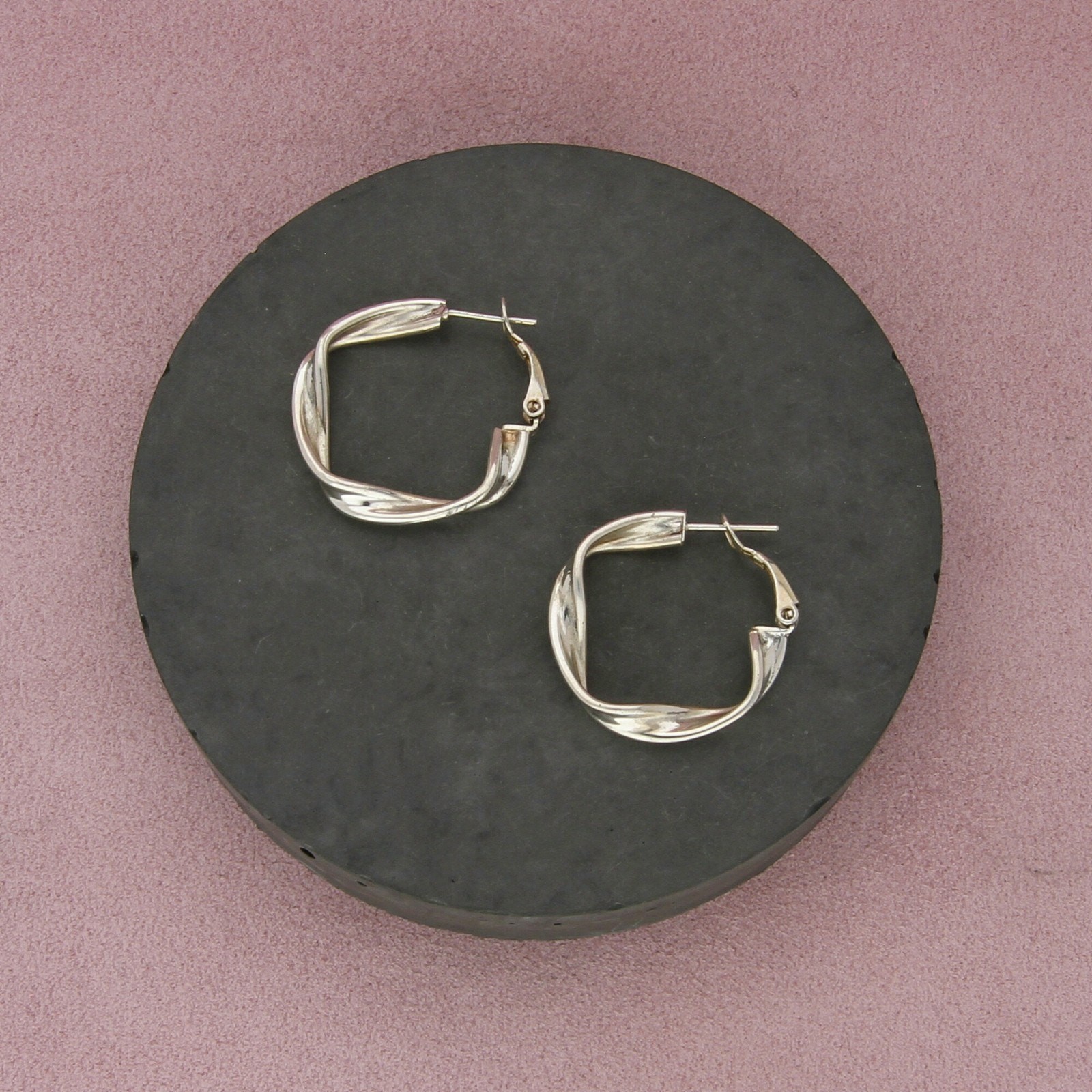 sterling silver vintage 30mm folded clip-post hoop earrings