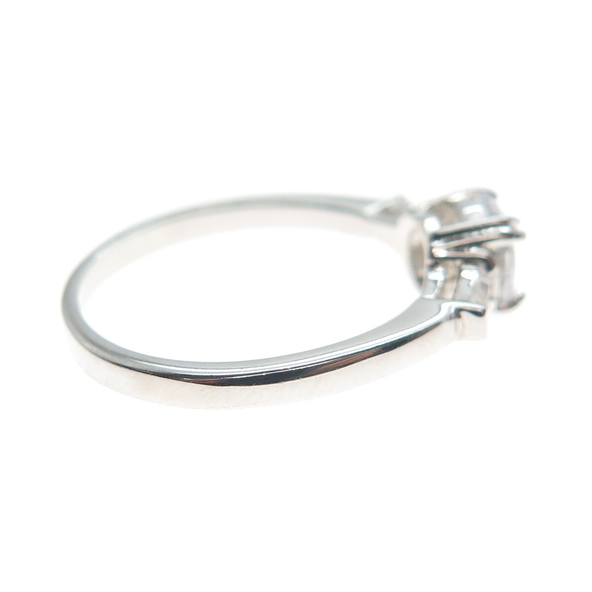 DSMK Sterling Silver Round & Tapered Baguette-Cut C Z Engagement Ring Size 6.25