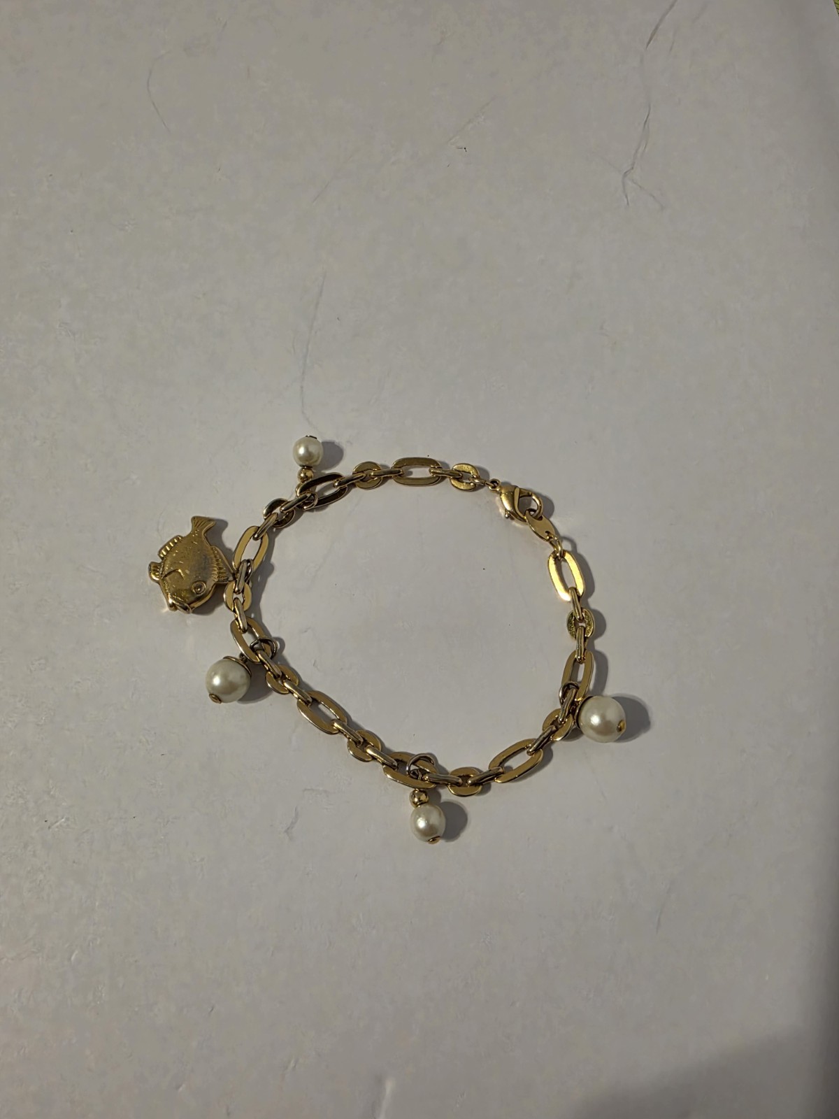 Gold Pearls Fish Bracelet None tarnish Or Soap Problem Free Jewelry
