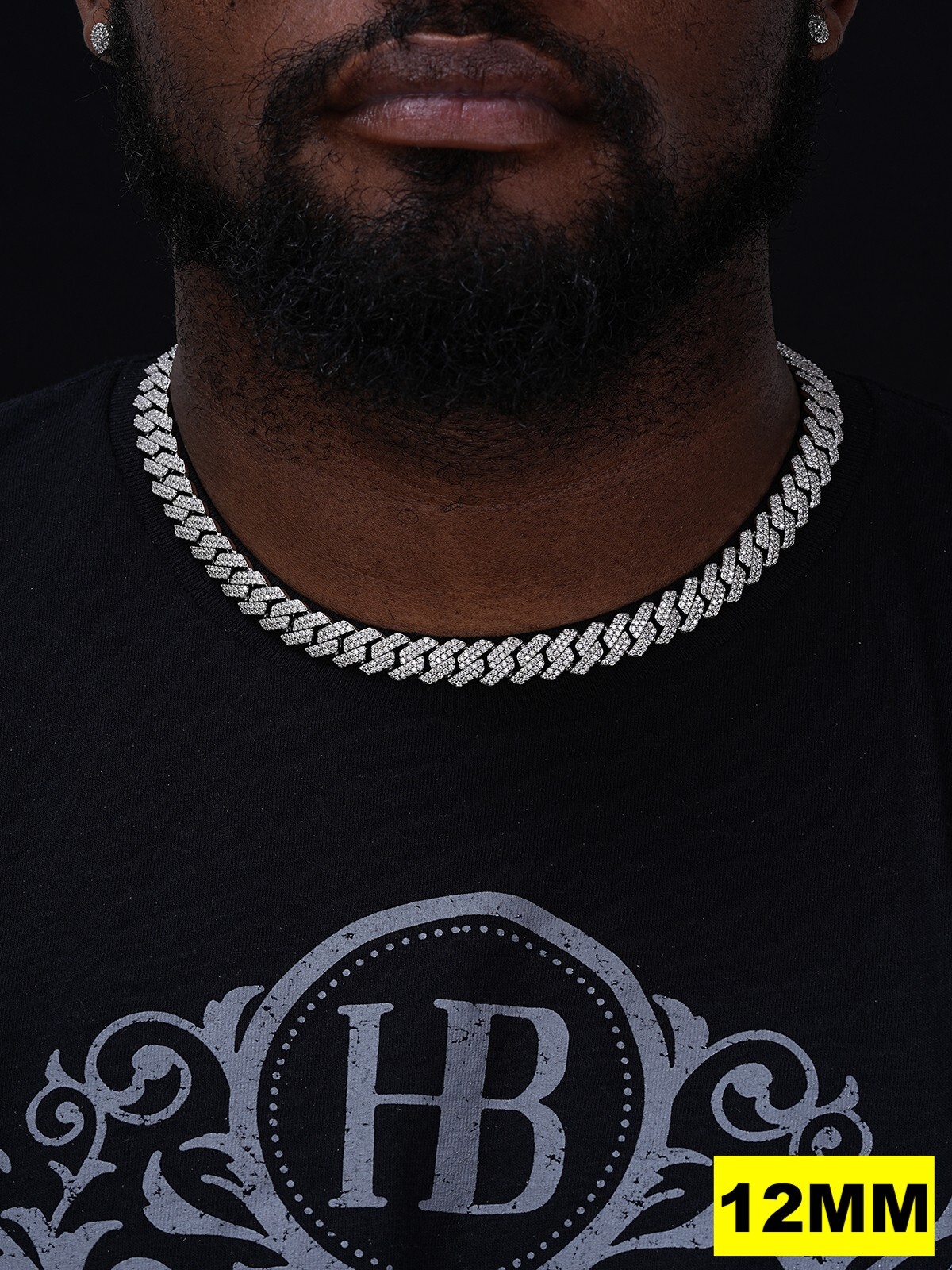 MOISSANITE Real Miami Cuban Link Prong Chain Iced Hip Hop 925 Silver Necklace