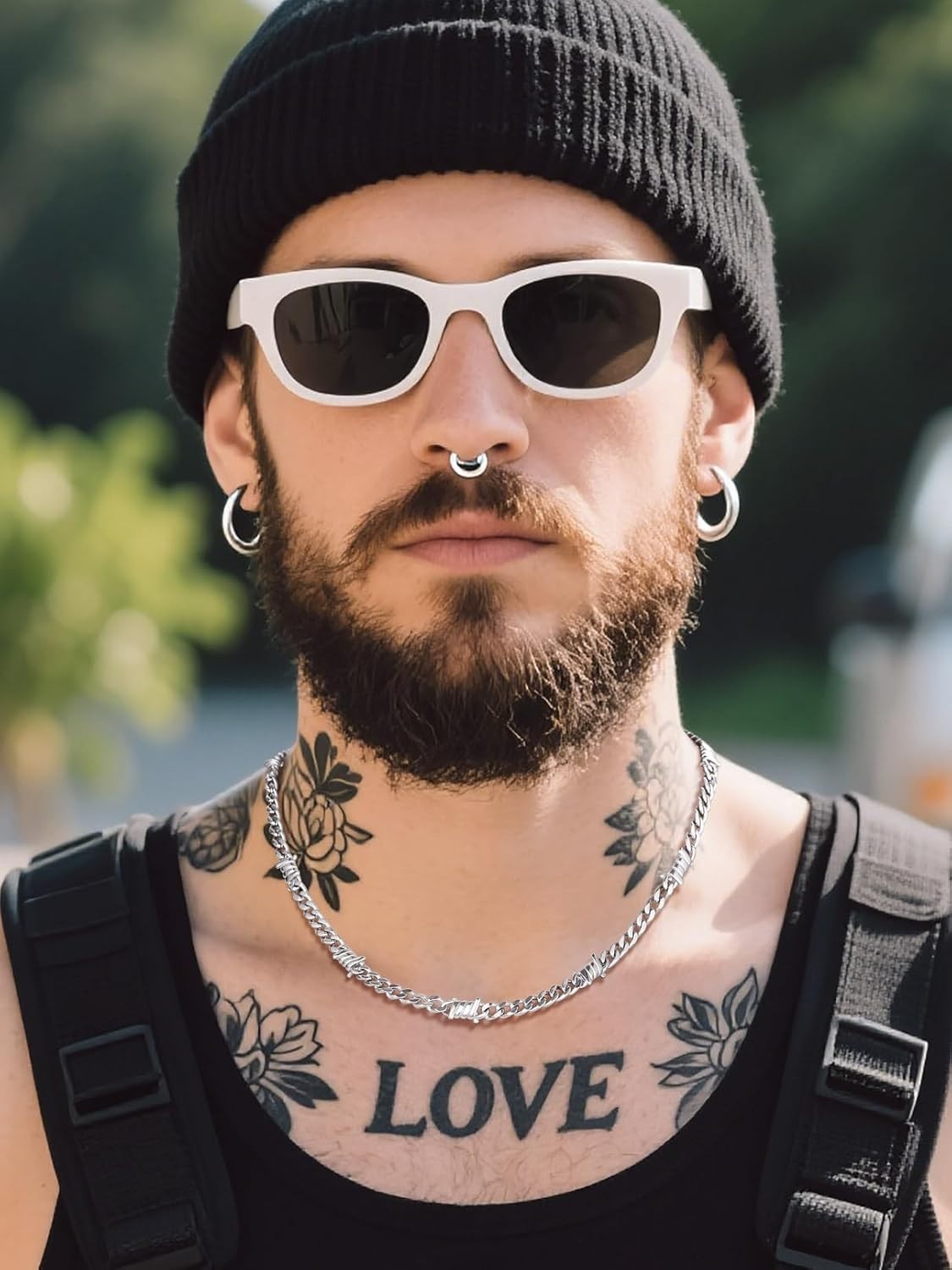 Barbed Wire Cuban Chain Necklace for Men and Women – Punk Style Gift Jewelry
