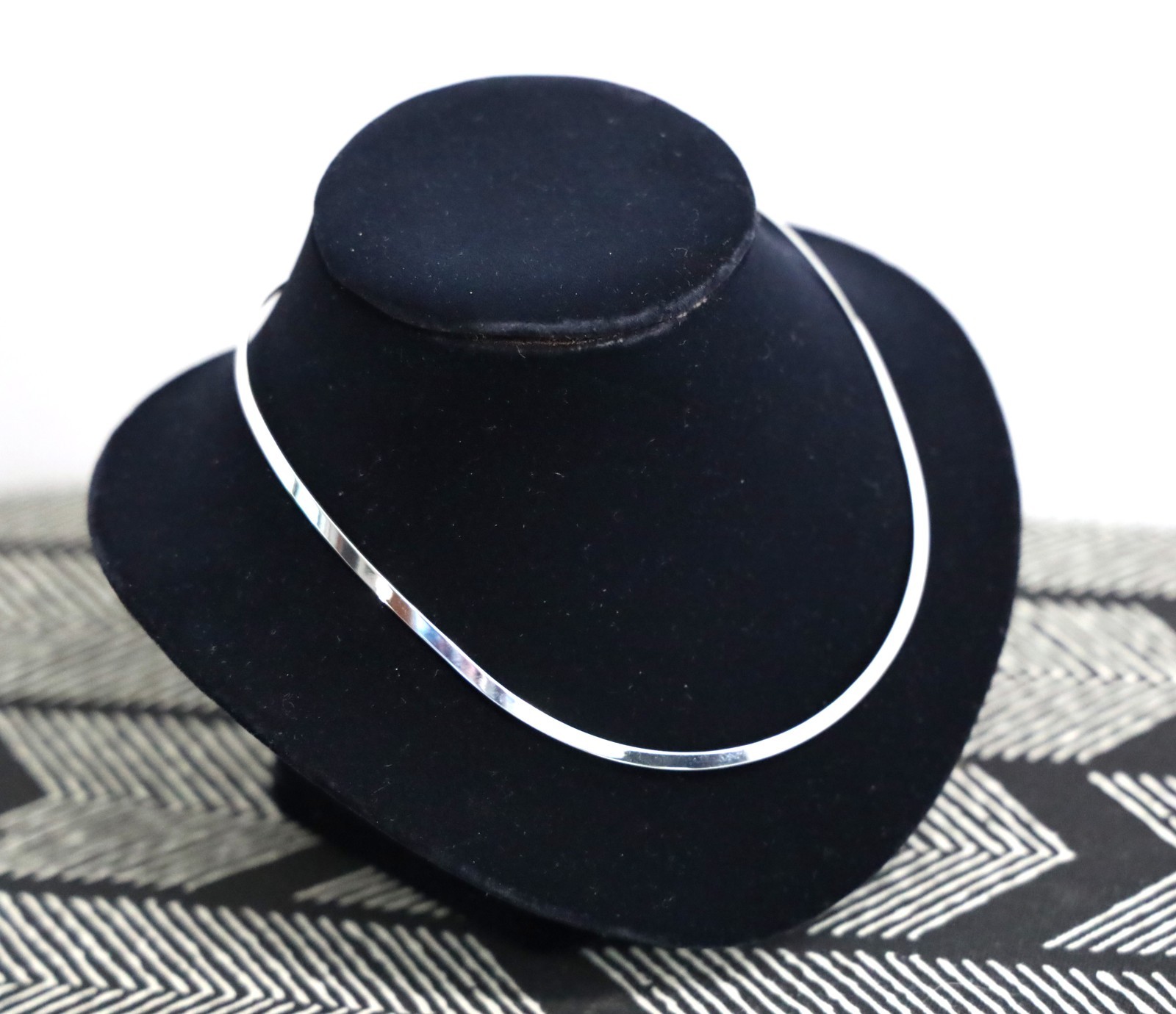 .925 Sterling Silver Plated Choker Collar Necklace Flat Fashion Jewelry