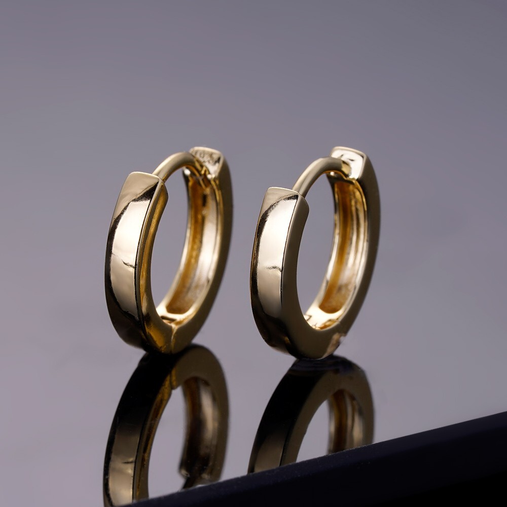Real 14k Gold Vermeil 925 Silver Hoops Mens Ladies Small Huggie Earrings