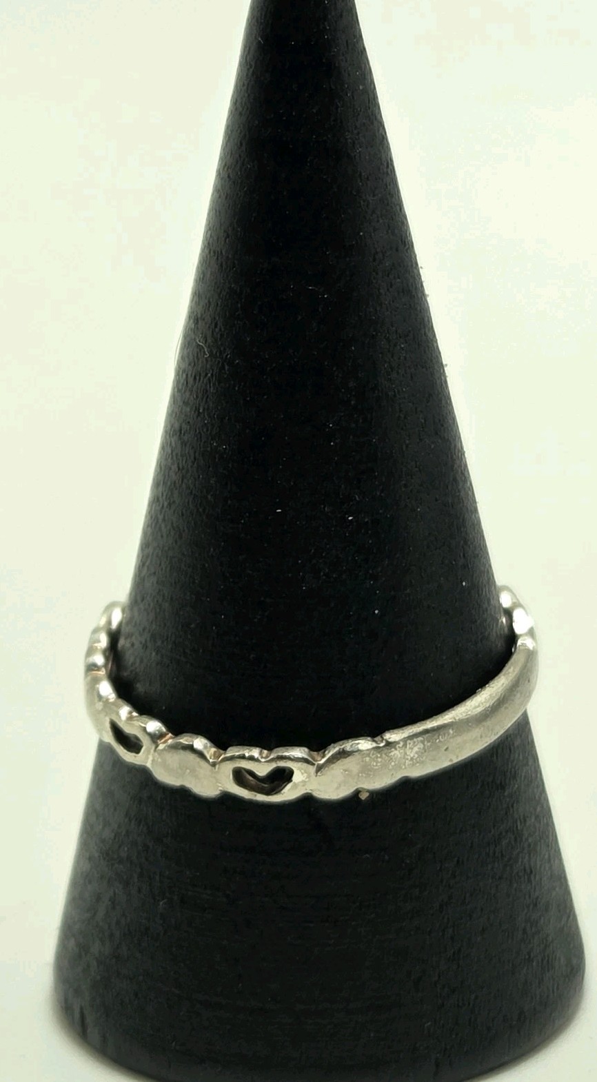 Sterling Silver 925 Alternating Open Closed Hearts Ring Size 8.5 Dainty Thailand
