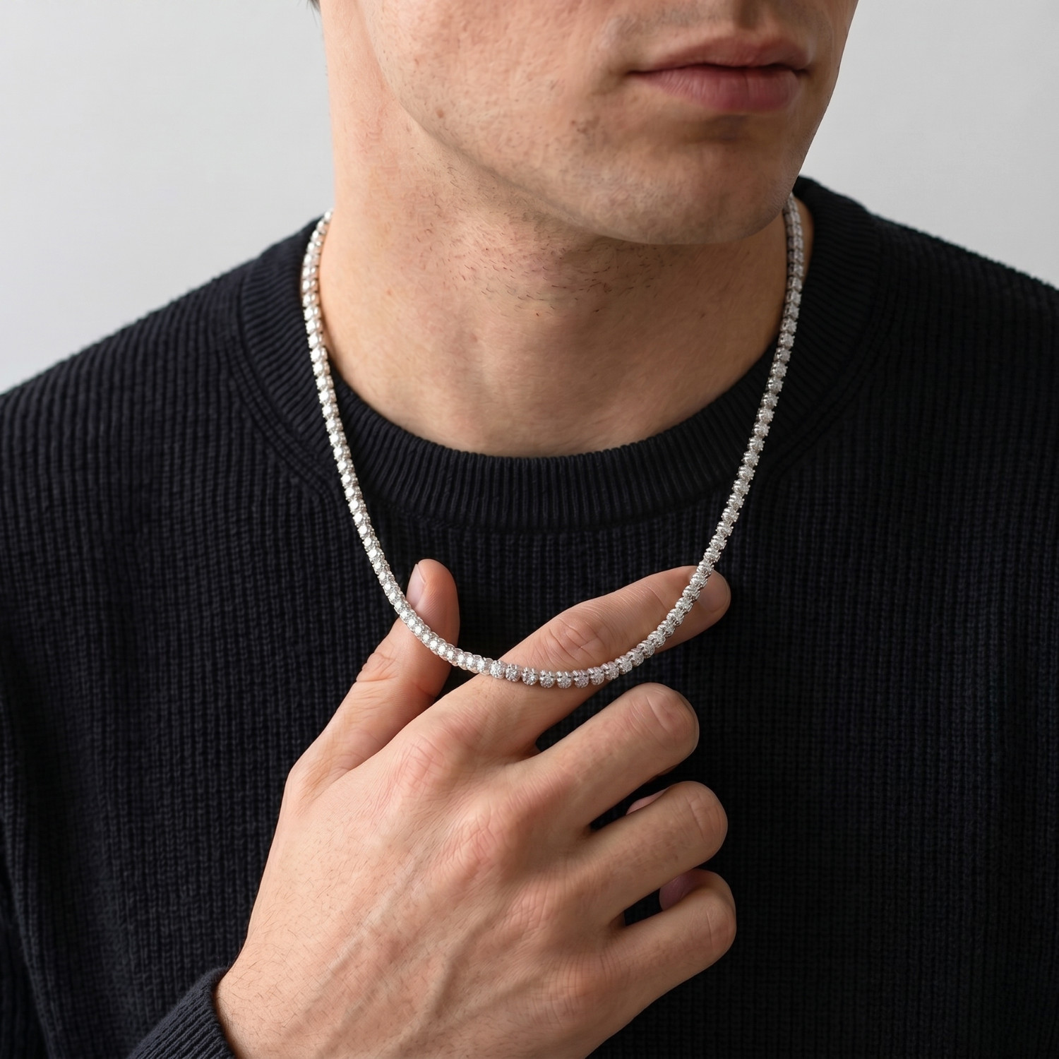 Solid 925 Sterling Silver 3mm 4mm Diamond-Cut Ice Chain Italian Necklace 16″-24″