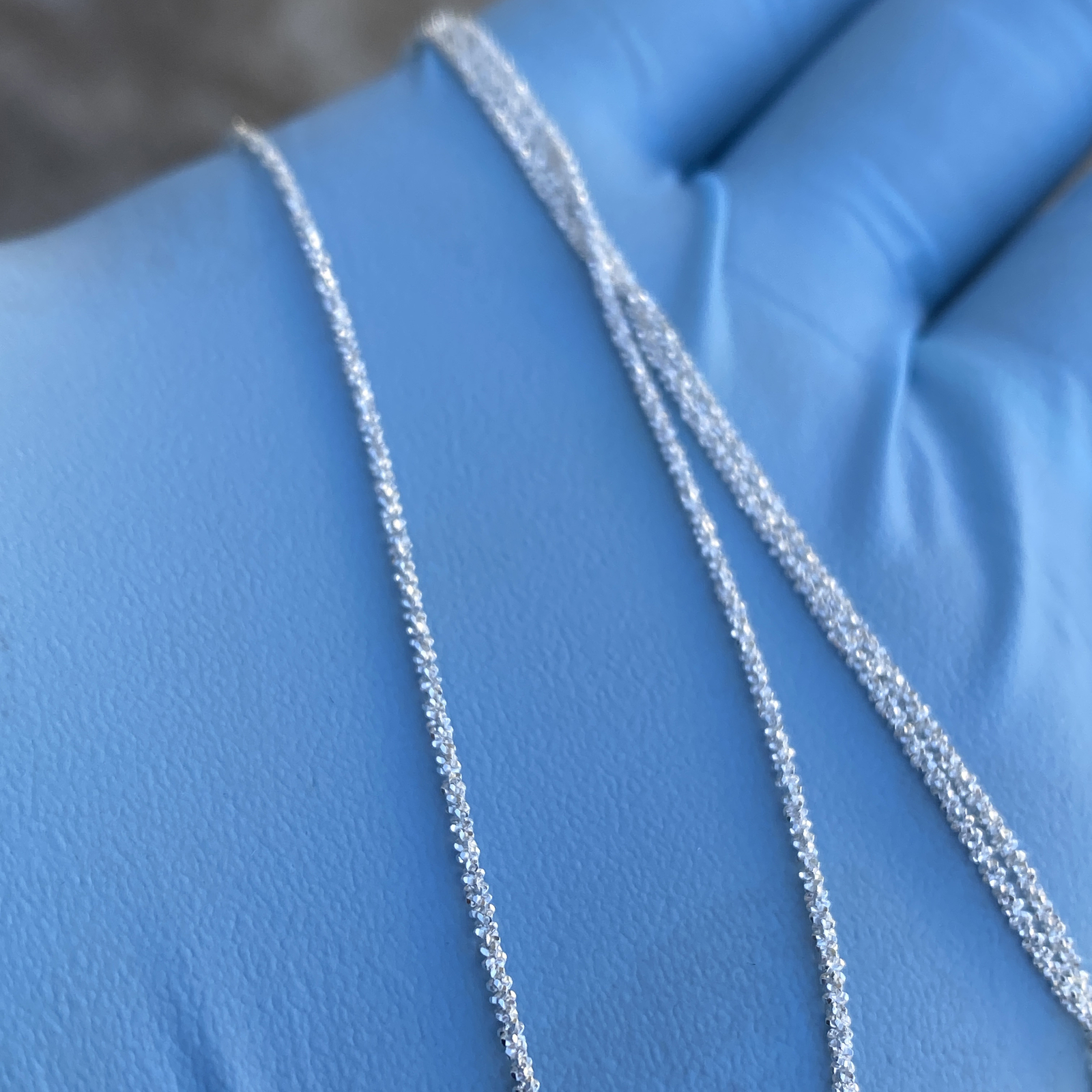 Solid 925 Silver Sparkle D/C Cut Margarita Box Rope Chain Necklace 1MM 14″-24″