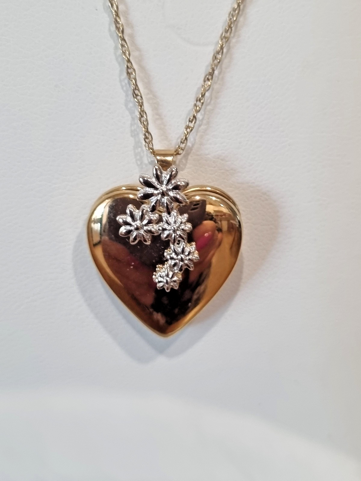 Vintage 14k White Yellow Gold Fill Heart Locket Chain USA made See Video c1990s