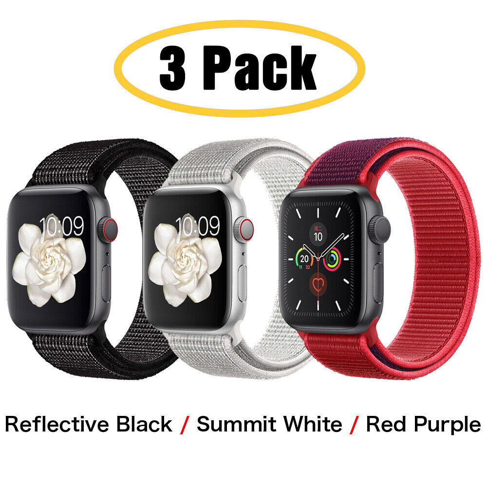 3 PACK Nylon Sport Band Strap For Apple Watch Series 10 9 8 7 6 5 4 SE 38/49mm