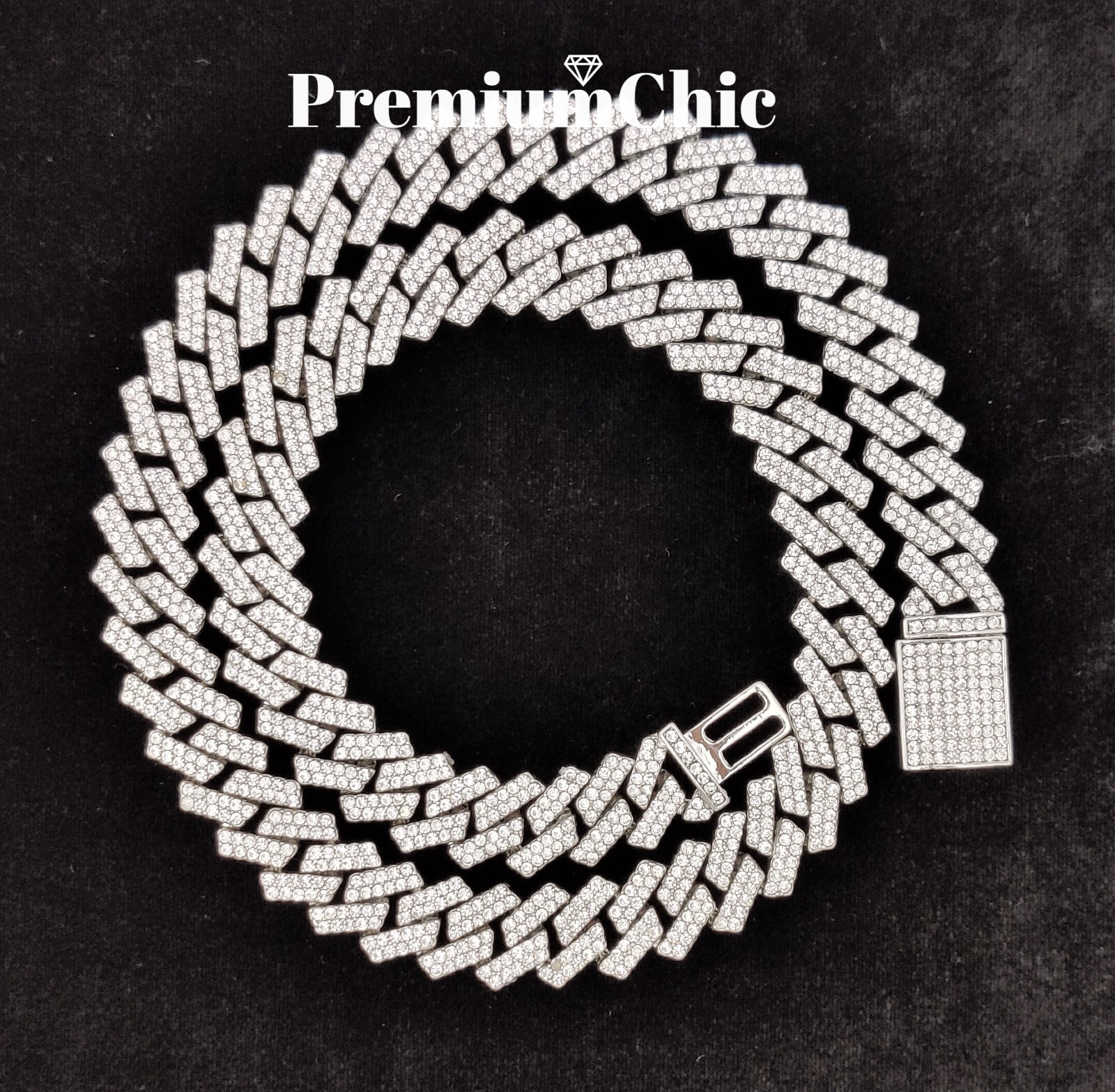 ICED 14MM Miami Cuban Prong Link CZ Necklace/Bracelet Mens Hip Hop Plated Chain