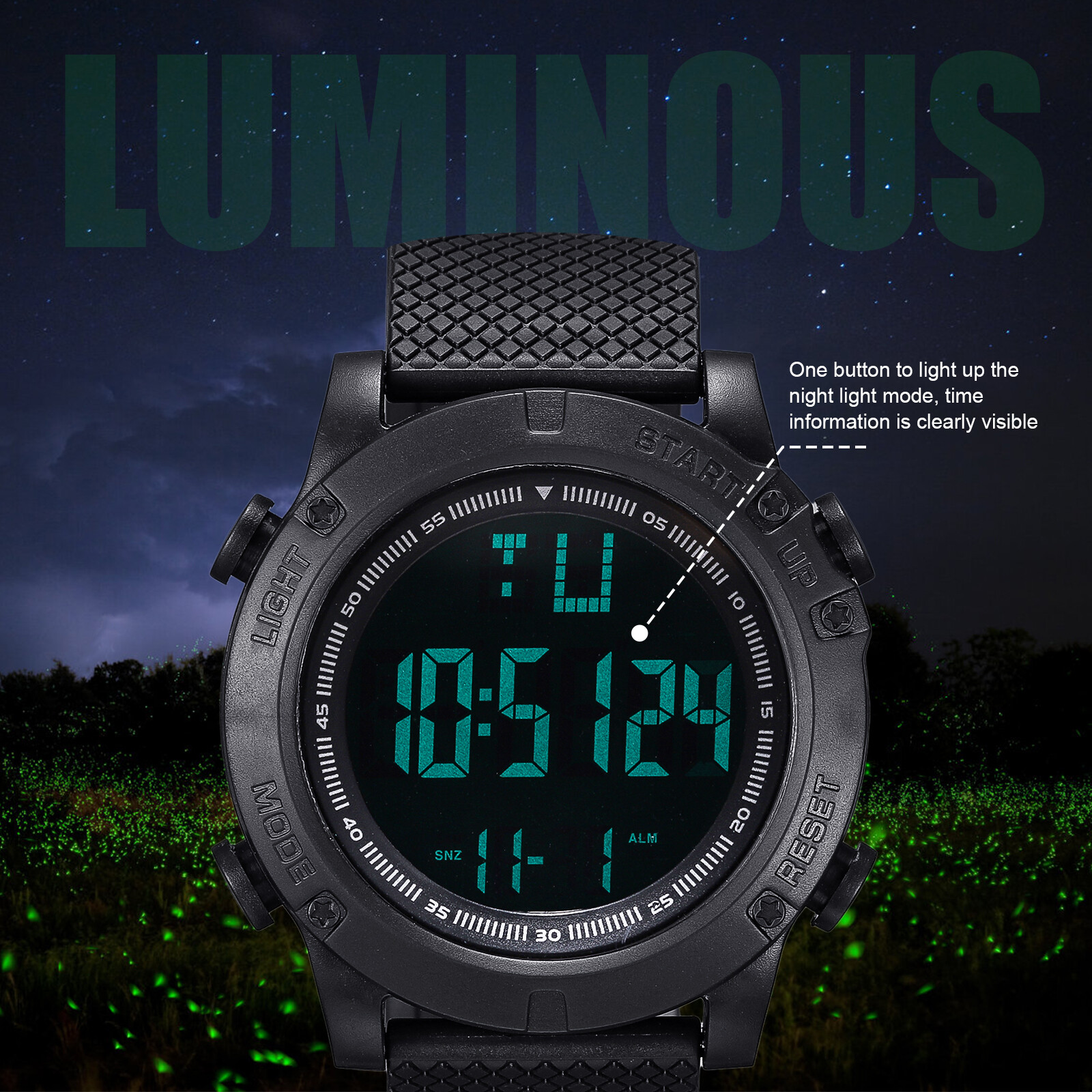Men’s Military Digital Watch LED Screen Sports Large Face Waterproof Wristwatch