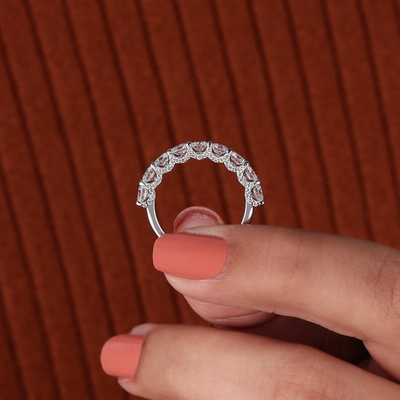 IGI 1.80CT Round Cut EF/VS1 Lab Grown Diamond Half Eternity Band 14k White Gold