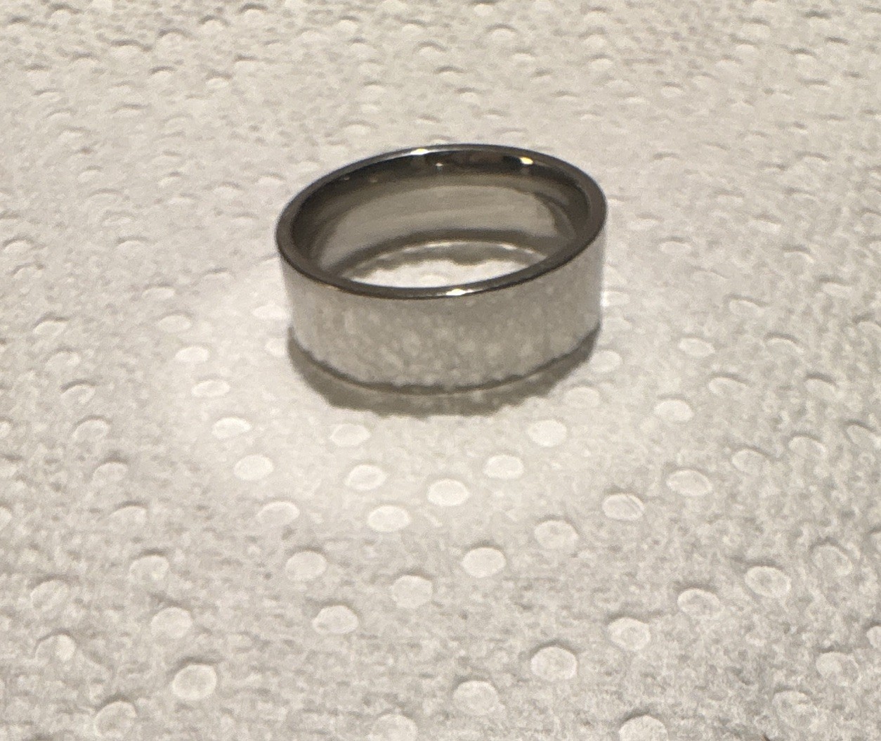 Silver-Tone Metal Plain Band Ring, Band Style, Stainless Steel, Size 13