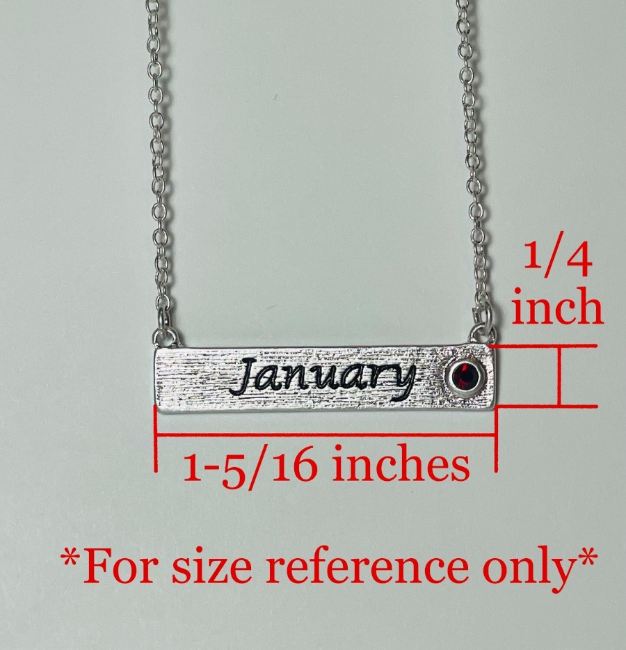 Personalized October Birthstone Necklace Bar Pendant Dainty Silver Plated