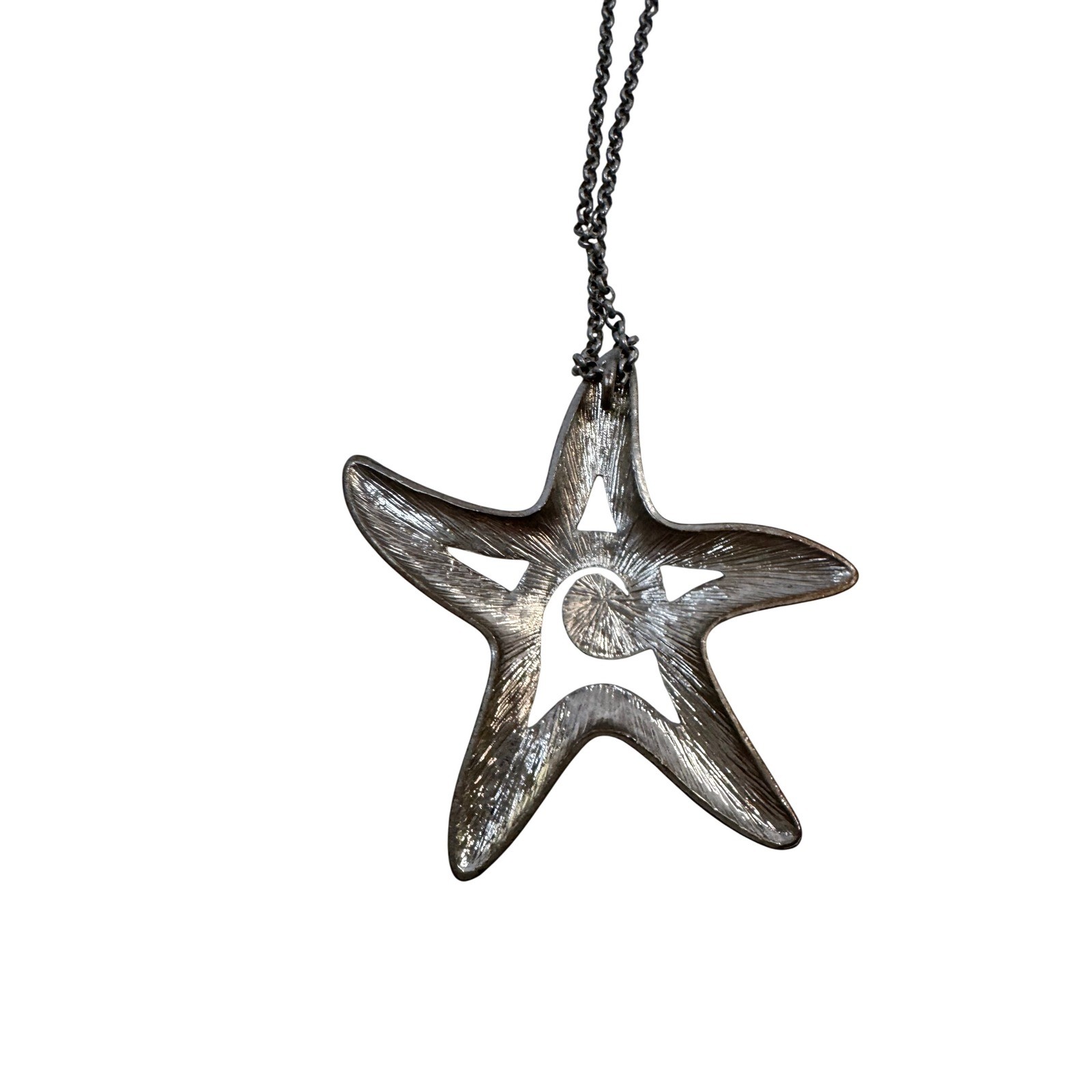 Starfish Pendant Necklace Silver Tone Statement Beach Ocean Jewelry Coastal