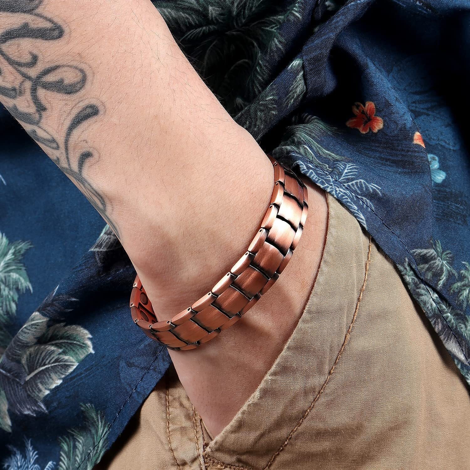 2 Pack Pure Copper Magnetic Bracelet Arthritis Pain Therapy Energy Cuff Bangle