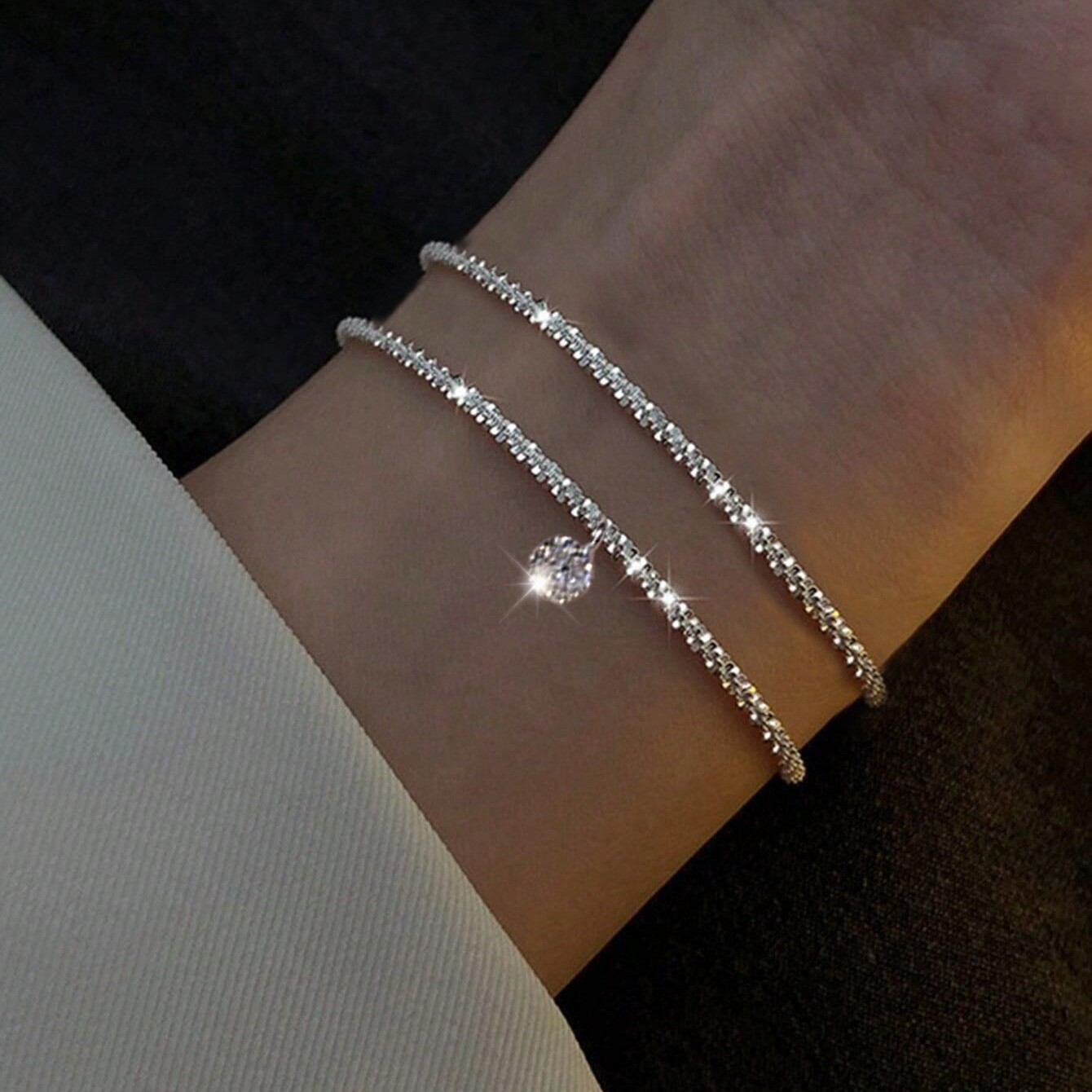 Women’s 925 Sterling Silver Multilayer Snake Chain Foot Ankle Bracelet New USA