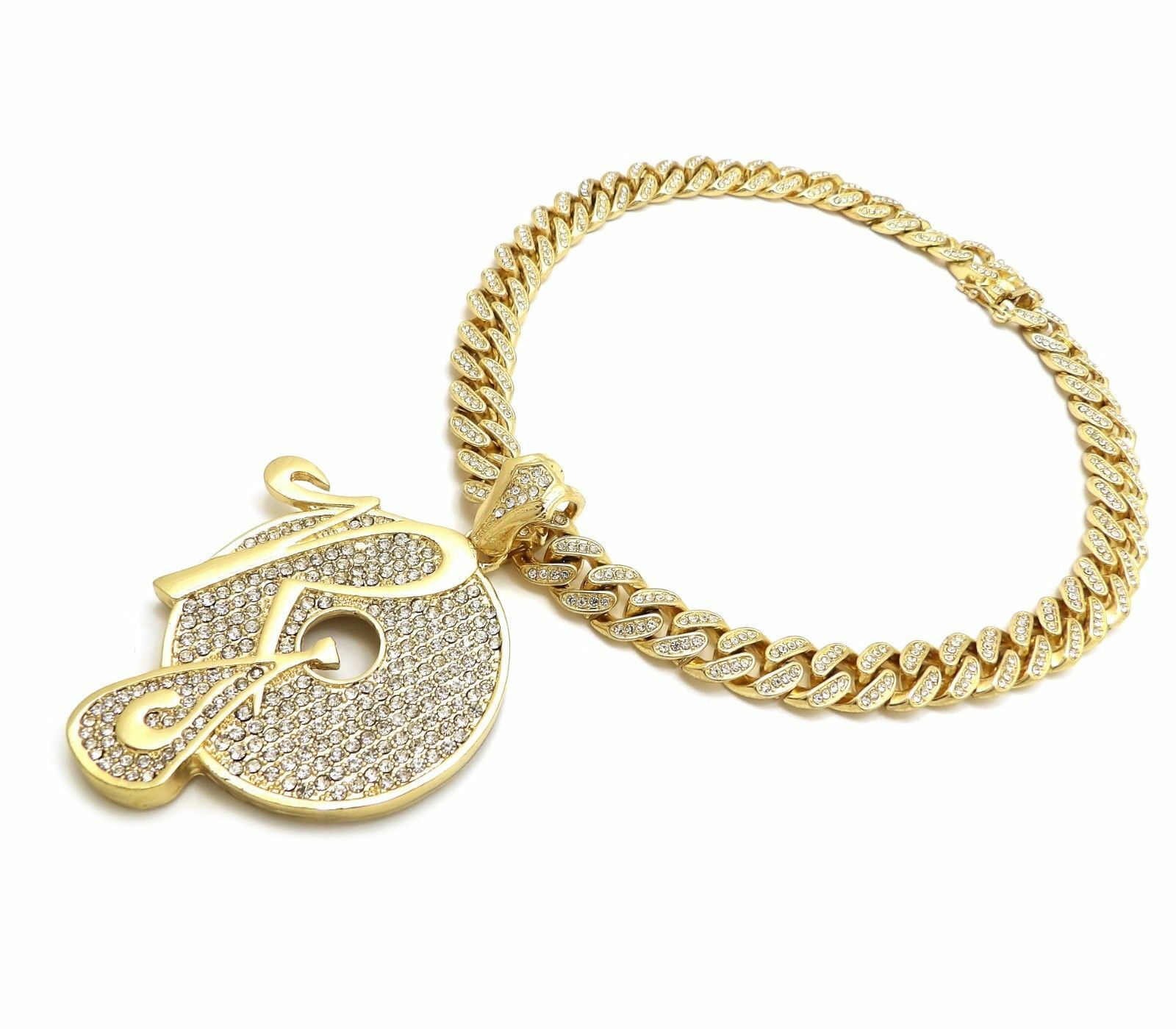 ROCAFELLA Large Pendant & Iced Cubic Zirconia Cuban Chain Hip Hop Style Necklace
