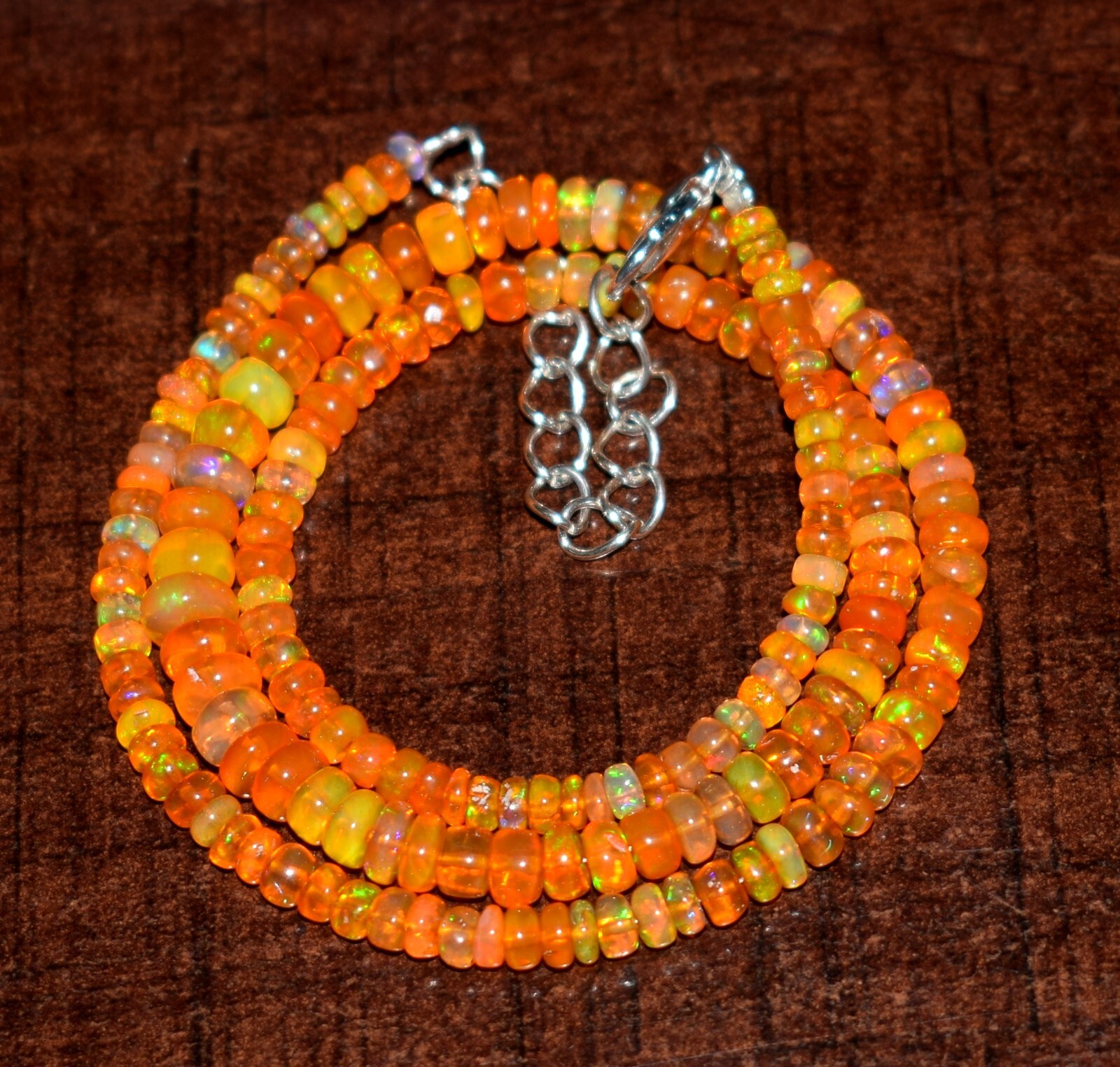 16″Natural ethiopian Opal Welo Fire Opal Gemstone Beads Necklace Black Friday N