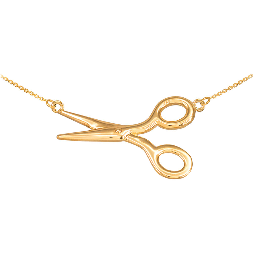 Solid Gold 14K Sideways Scissors Necklace(Available in Yellow/Rose/White Gold)