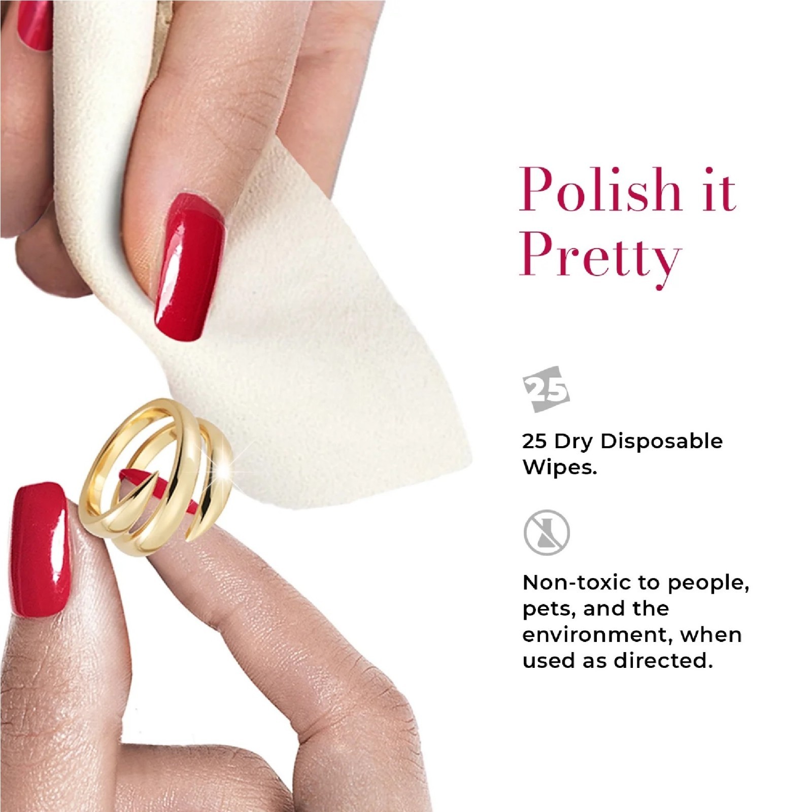 Connoisseurs Gold & Silver Jewelry Cleaning Wipes, Red Compact, 25ct Dry Disposa
