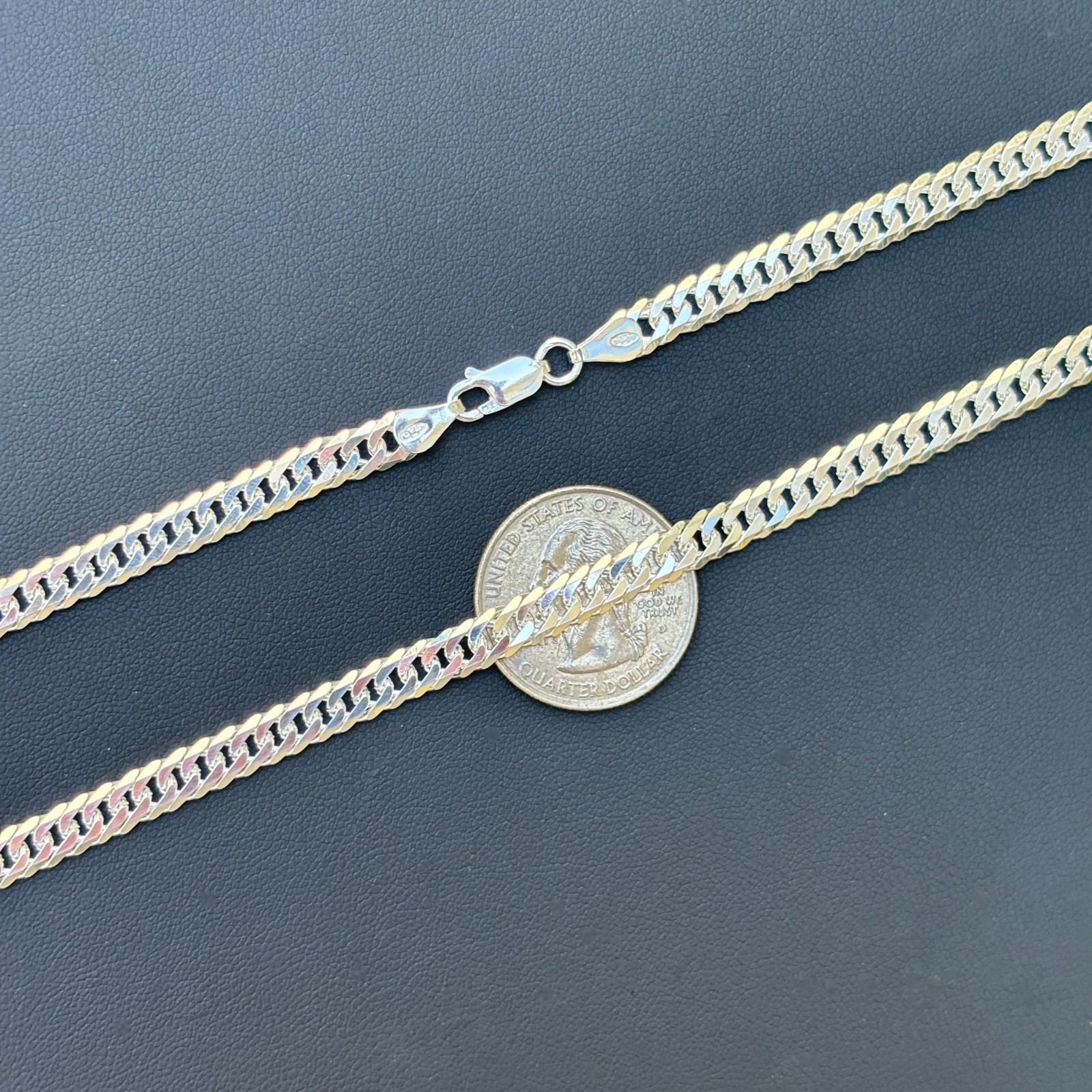 6mm Double Curb Chain Necklace – Real Solid 925 Sterling Silver MADE IN ITALY